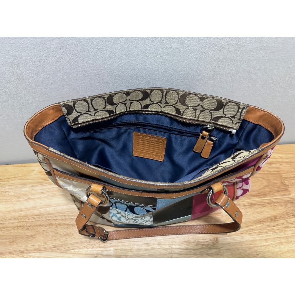 COACH Multicolor Patchwork Tote Bag Two Handles Z… - image 12